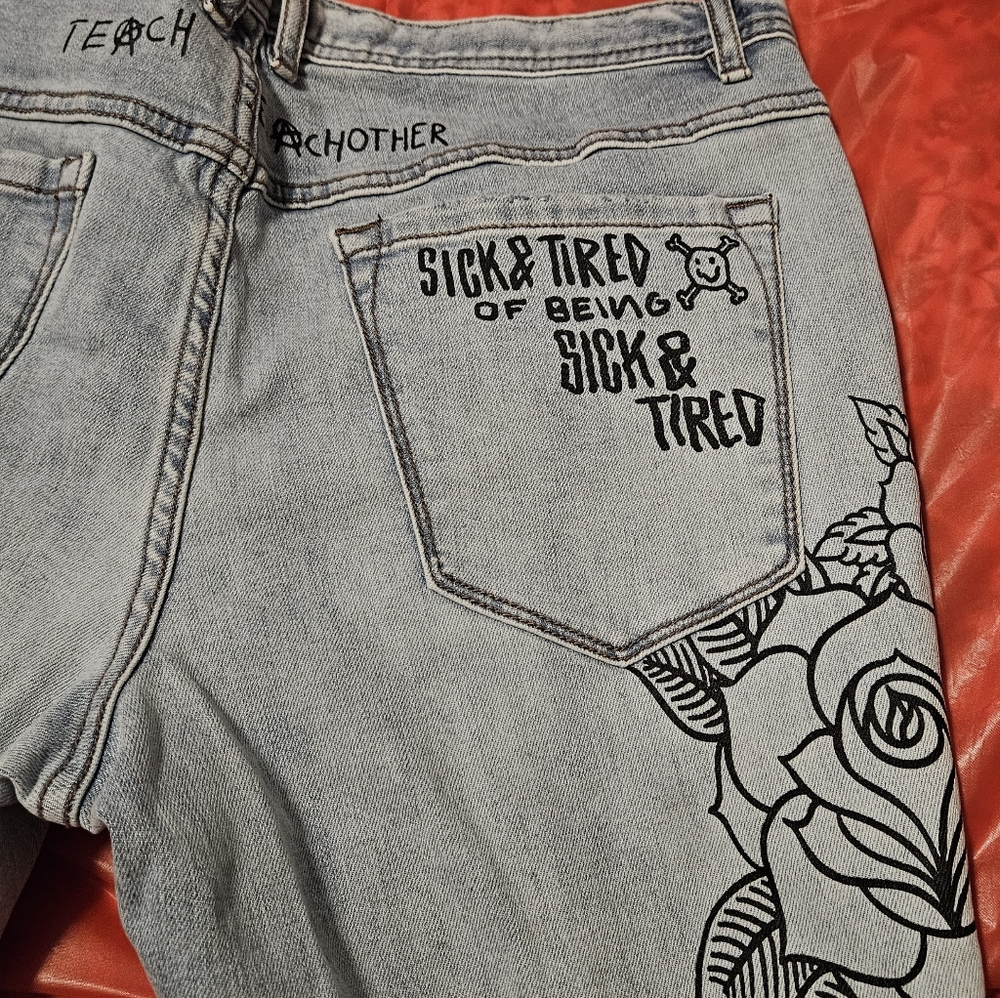 Rogue Printed Light Wash Skinny Jean 34 Waist - Picture 12 of 12